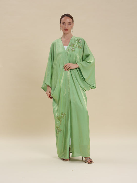 COTTON MIX SHINY PISTACHIO GREEN BISHT