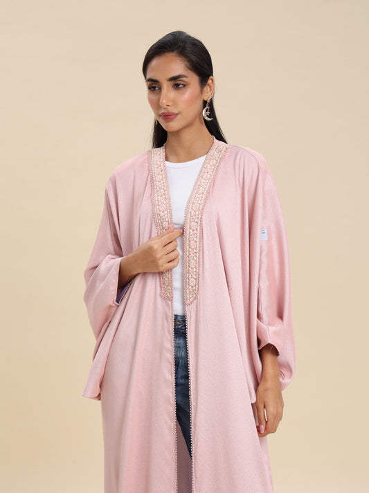 CREPE PINK BISHT REVERSE BLUE