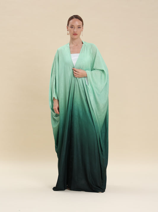 JAQUARD SATIN OMBER GREEN BISHT