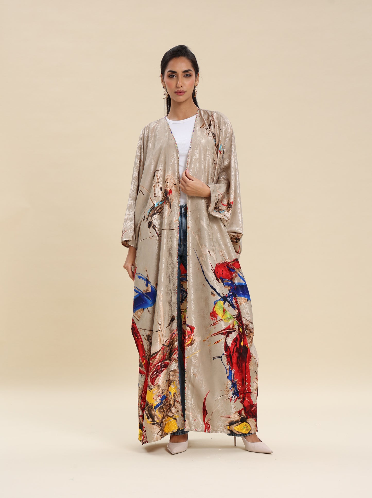 PRINTED SILKY BISHT
