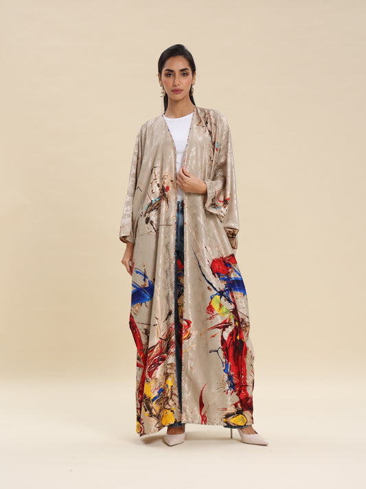 PRINTED SILKY BISHT