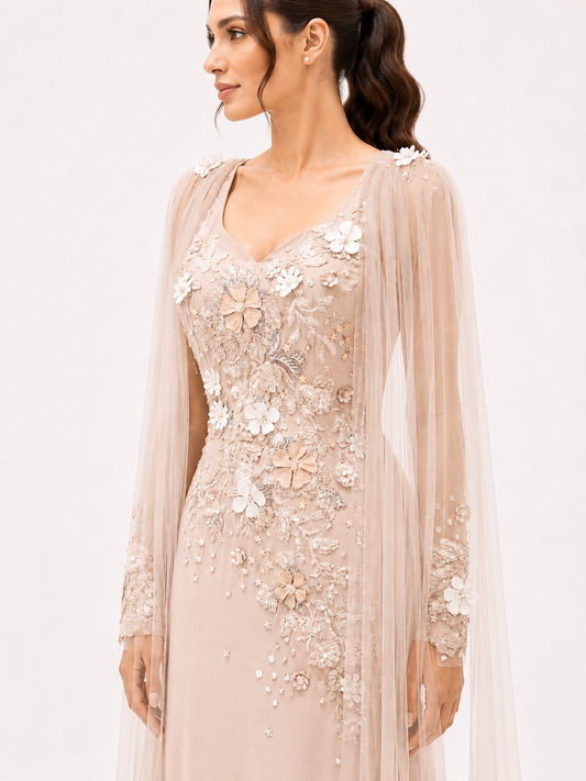 Soft crepe beige dress