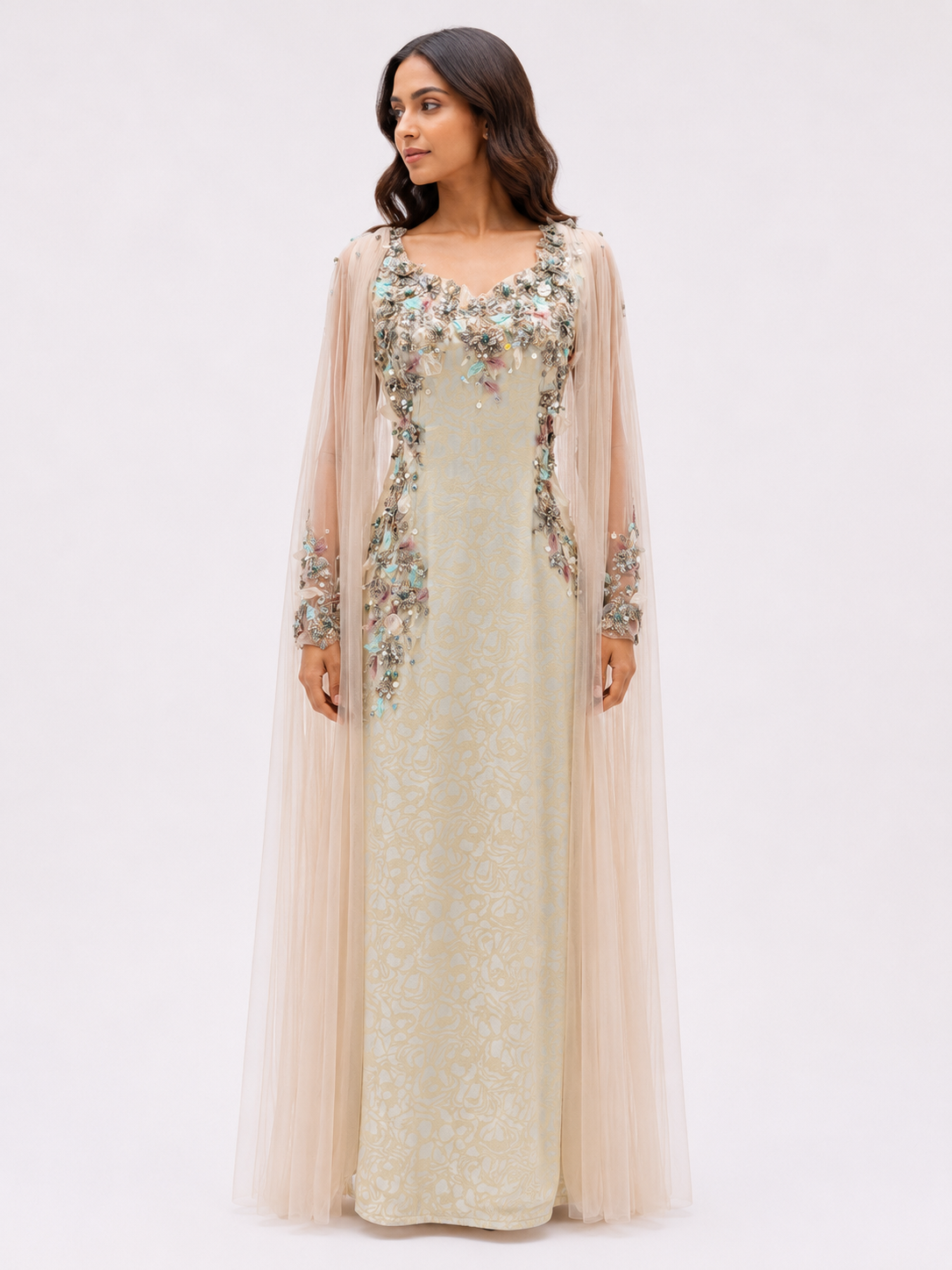 Cotton Jacquard Shiny golden olive Shiny Dress