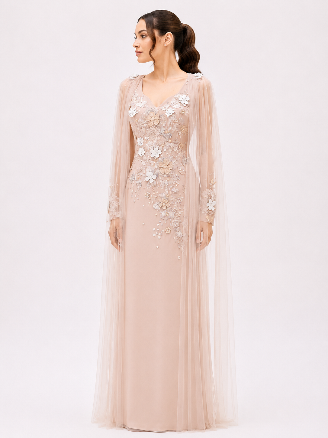 Soft crepe beige dress