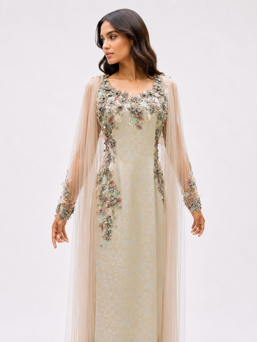 Cotton Jacquard Shiny golden olive Shiny Dress