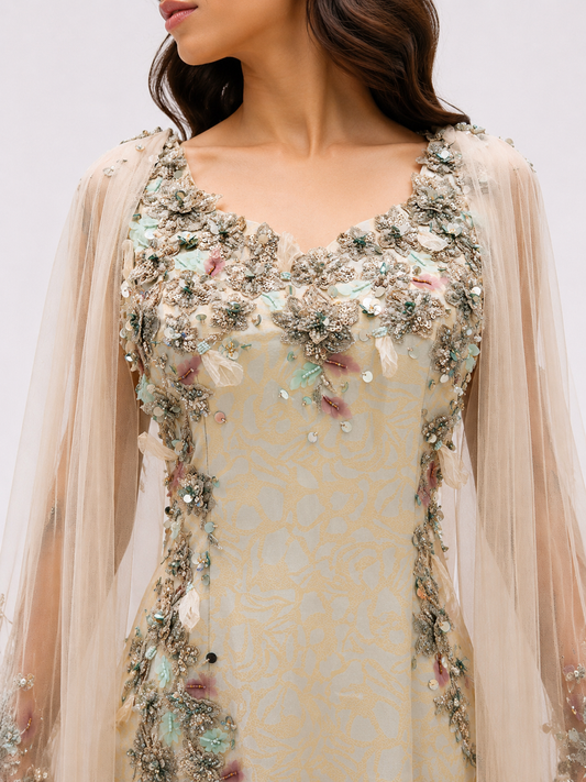 Cotton Jacquard Shiny golden olive Shiny Dress