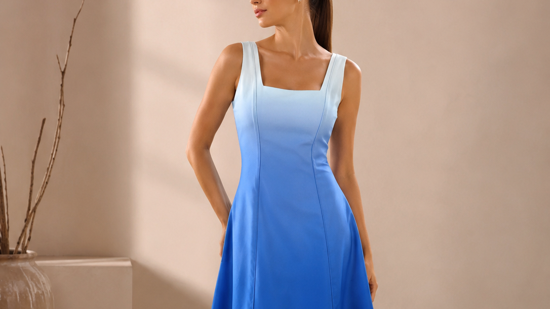 OMBRE WHITE BLUE DRESS