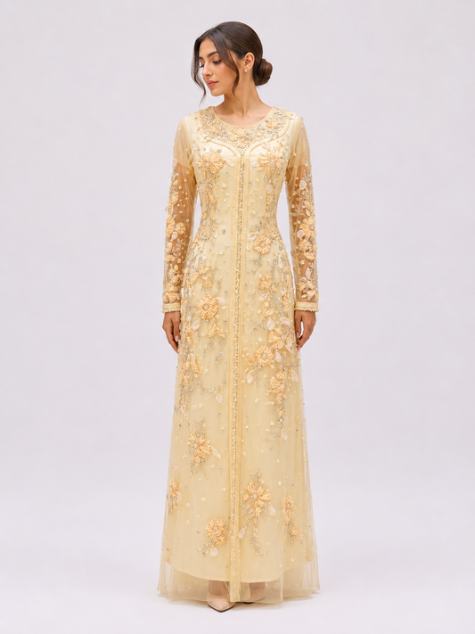 Golden Yellow Bloom Kaftan