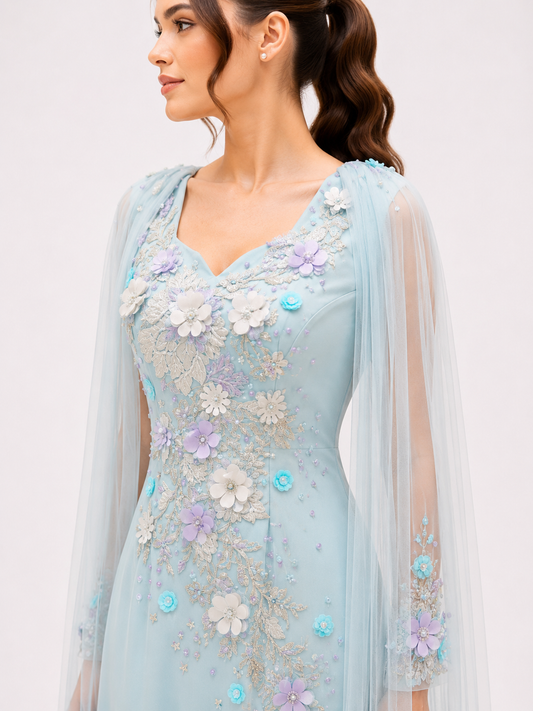 Shiny Crepe Turqiuse dress