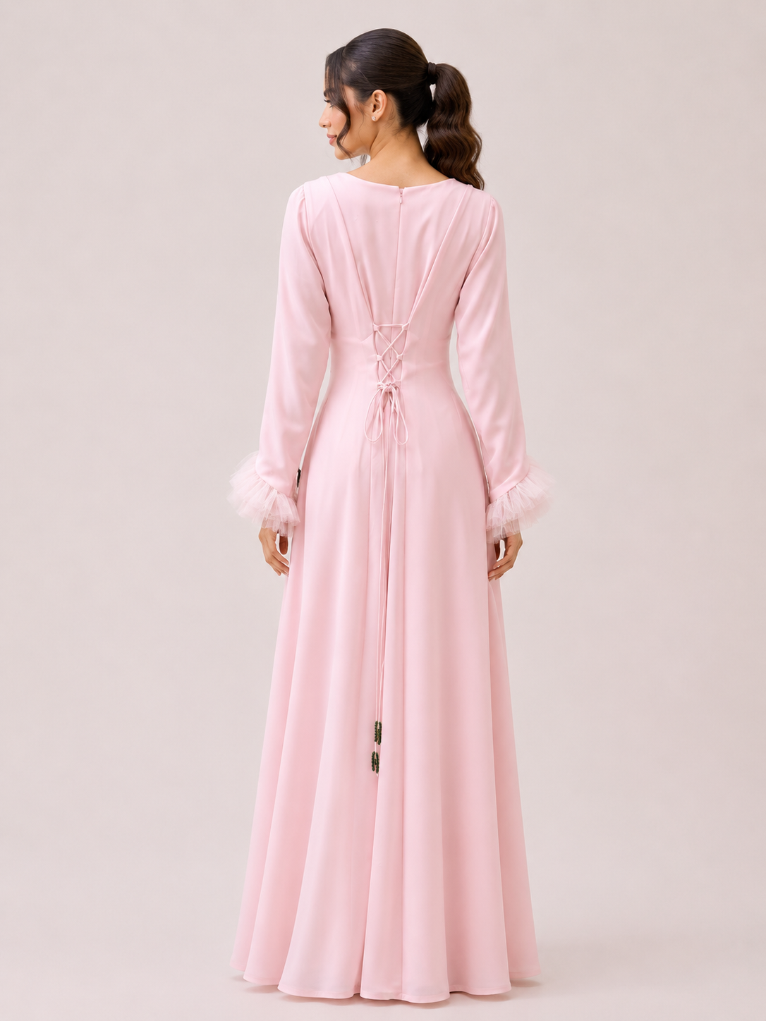 Pink Rich sp dress with green work