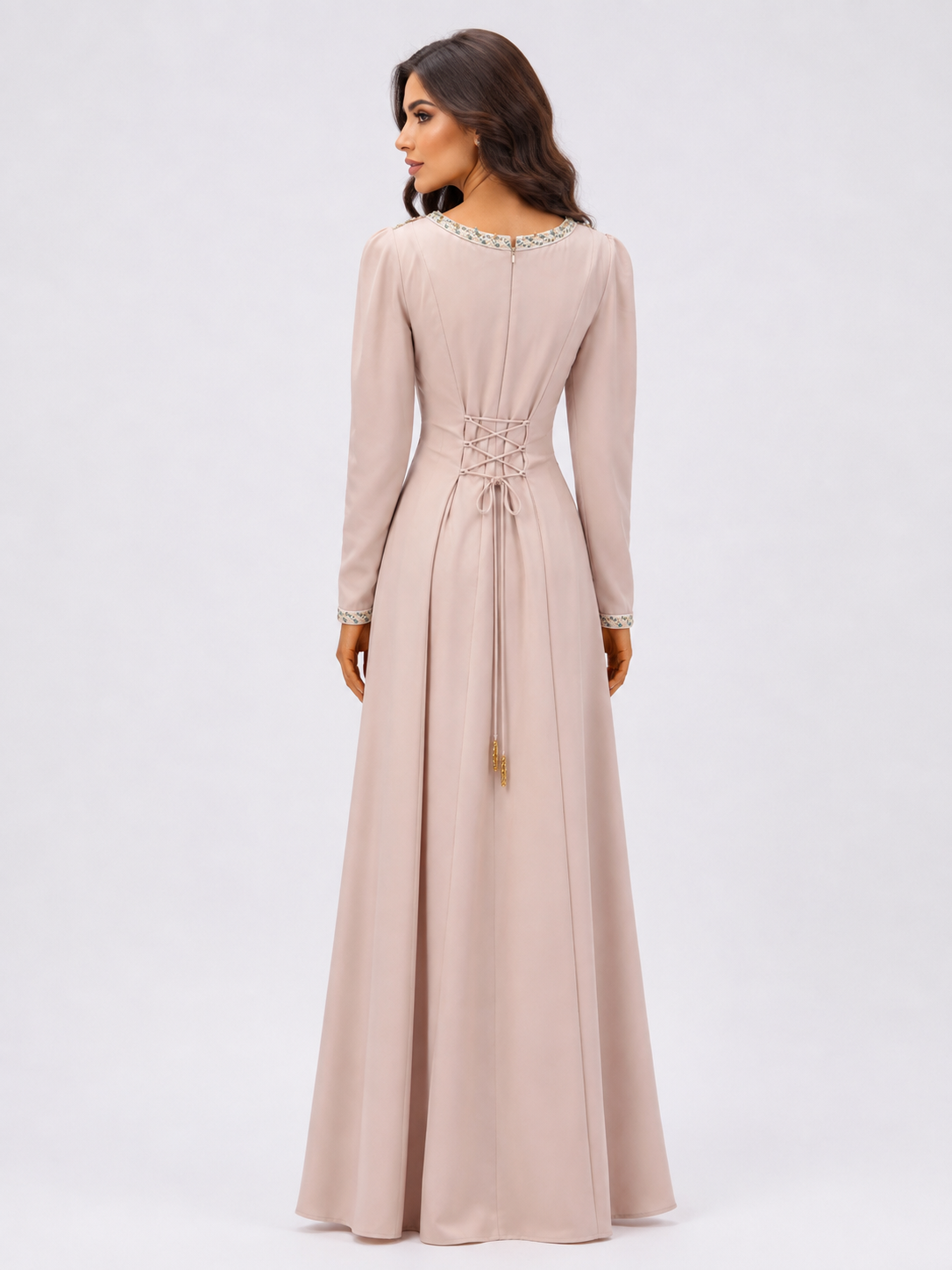 Soft beige crepe Caftan
