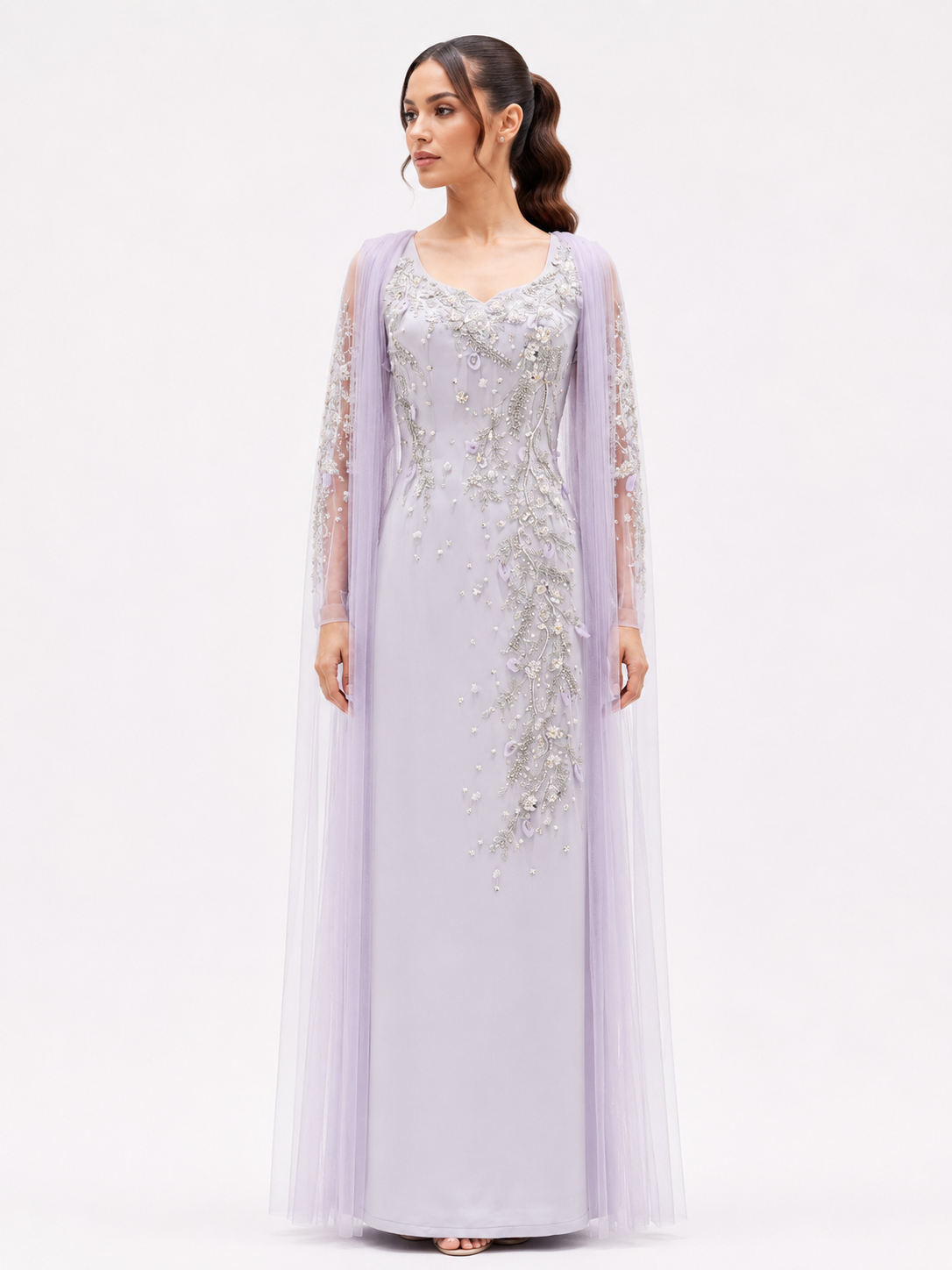 Soft crepe light lavender dress