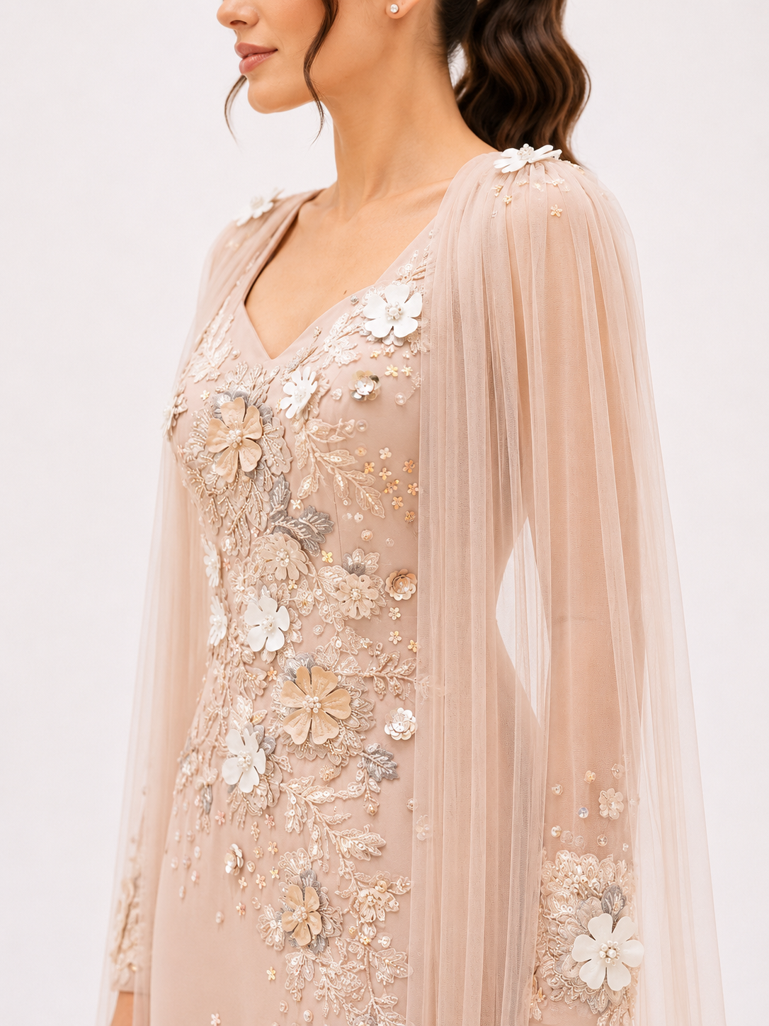 Soft crepe beige dress