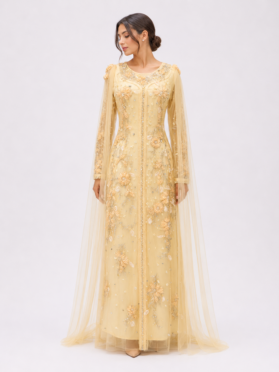 Golden Yellow Bloom Kaftan