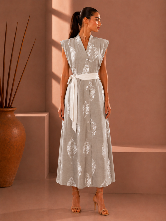 Flare Gray Maxi Dress