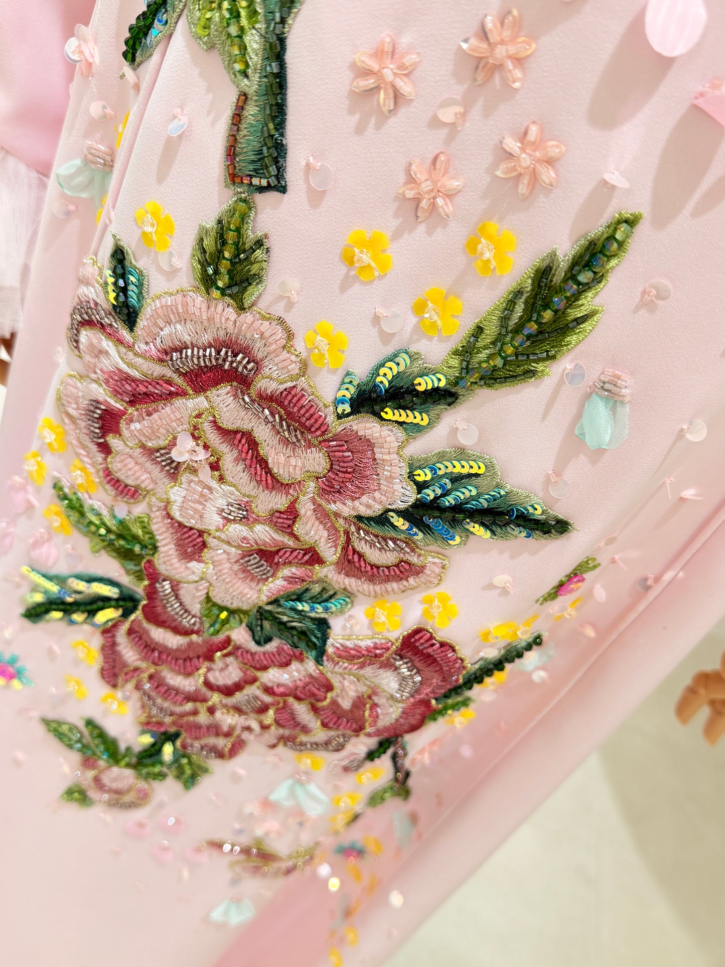 Pink Rich sp dress with green work