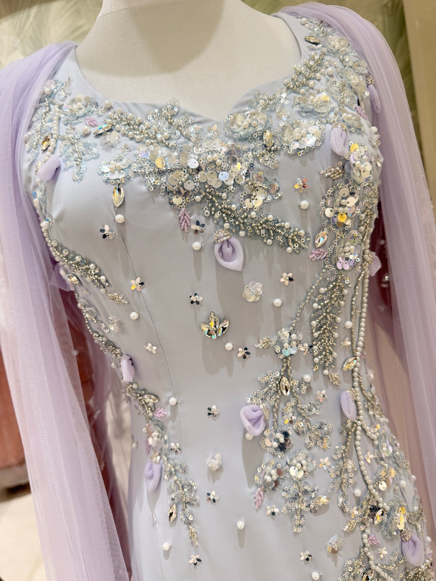 Soft crepe light lavender dress