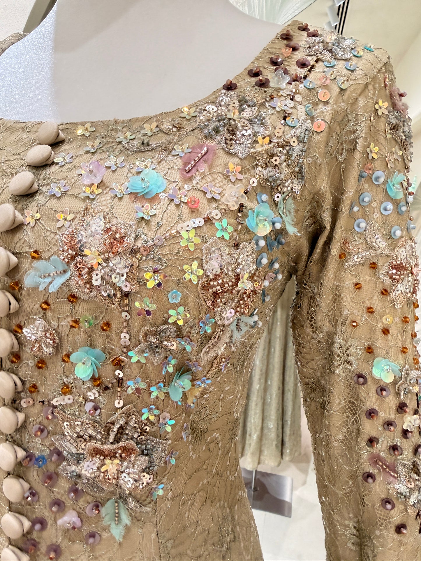 Dantelle Lace golden olive modest dress