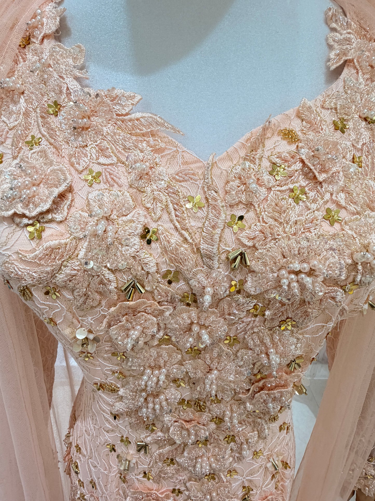 Peach Lace Floral Dress